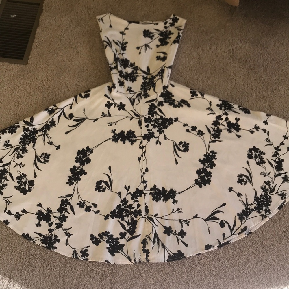 Black and white circle skirt dress